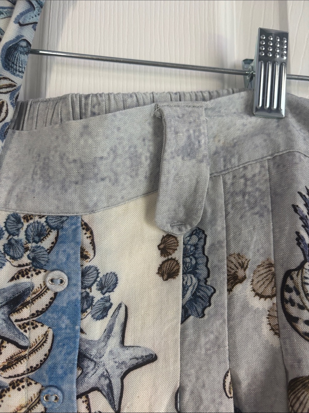 Ranna Gill Blue and Cream Seashell Print A-Line Skirt - Picture 7 of 8